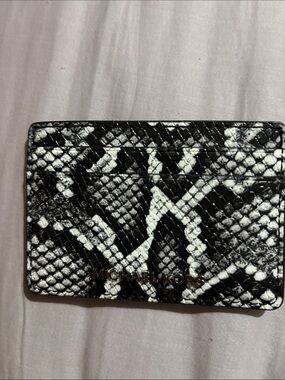 Michael Kors Black and White Snake-Print Card Case